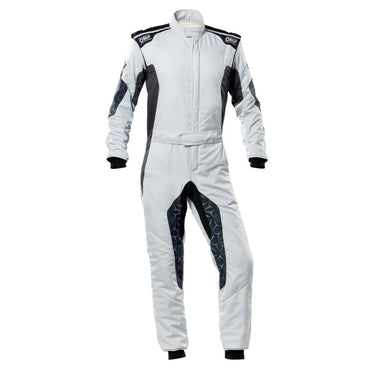 OMP Tecnica Hybrid Race Driver Suit Silver / Black Front Image